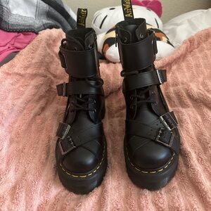 Dr. Martens Black Leather Strap Boots